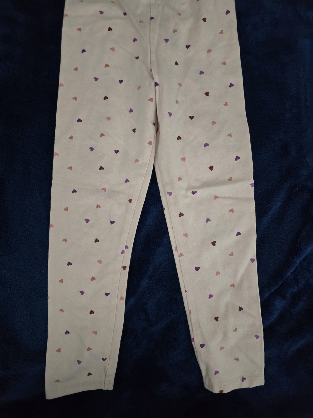 Cat & Jack Cream Leggings with Purple Pink and Brown Hearts